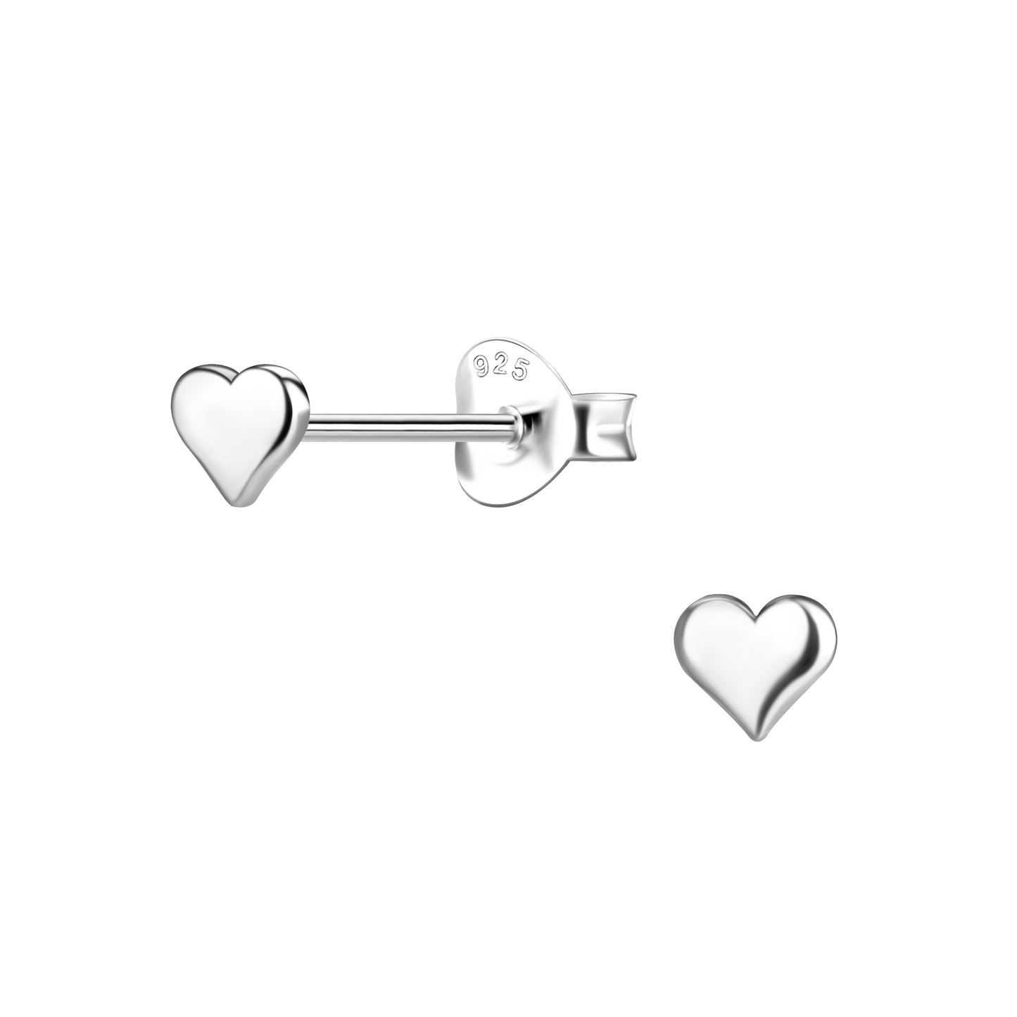 Heart Stud Earrings - Sterling Silver