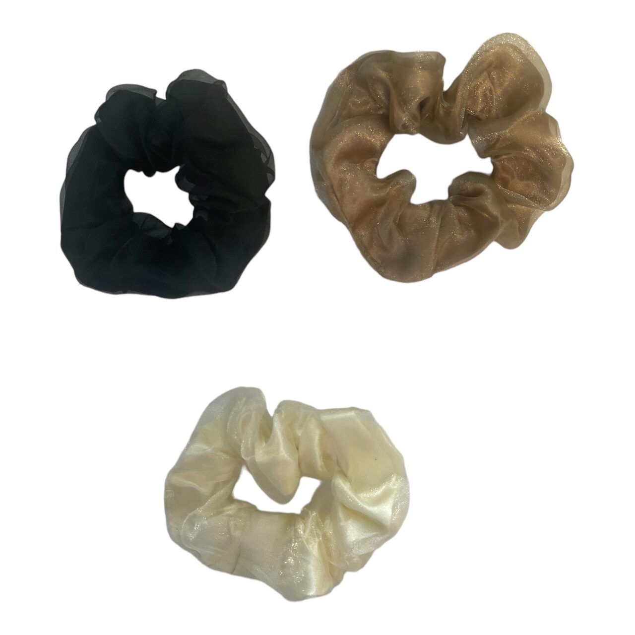 Organza Scrunchie - Black, Beige Or Cream, Regular