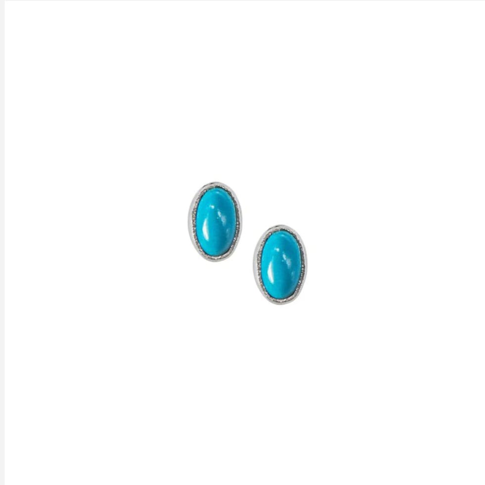Turquoise Cabochon Stud Earrings - Oval 3 mm x 5 mm