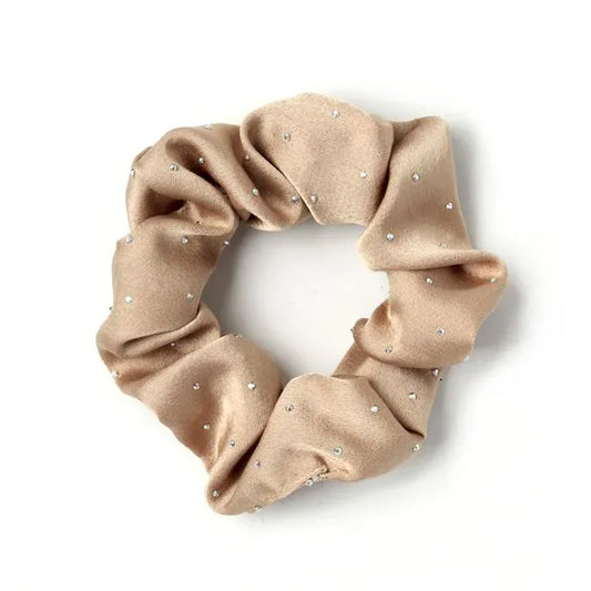 Polyester Scrunchie - Diamante Detail, Black, Brown, Dark Blonde Or Light Blonde , Regular