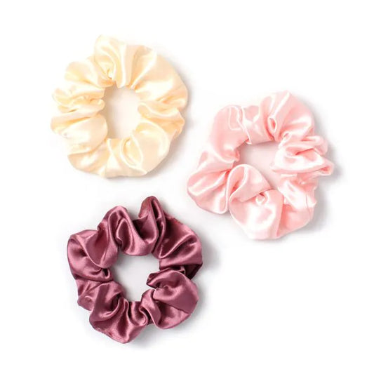Recycled Polyester Scrunchies - Pink, Mauve And Cream Set, Small