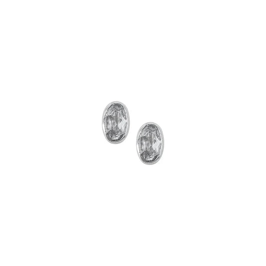 Blue Topaz Faceted Stud Earrings - Oval 3 mm x 5 mm