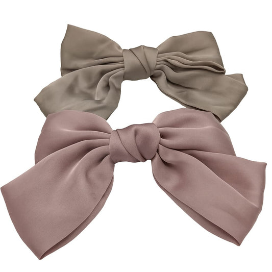 Satin Bow Clip With French Clip- Large 16 cm x 12 cm