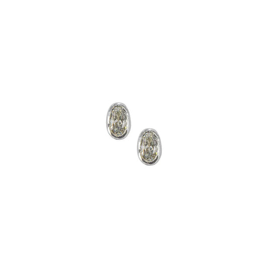 Cubic Zirconia Stud Earrings - Oval 3 mm x 5 mm