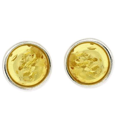 Lemon Amber Stud earrings - Round 5 mm