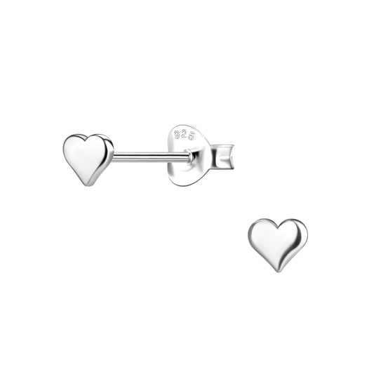 Heart Stud Earrings - Sterling Silver
