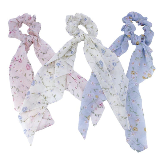 Floral Print Scrunchie with tails- Regular