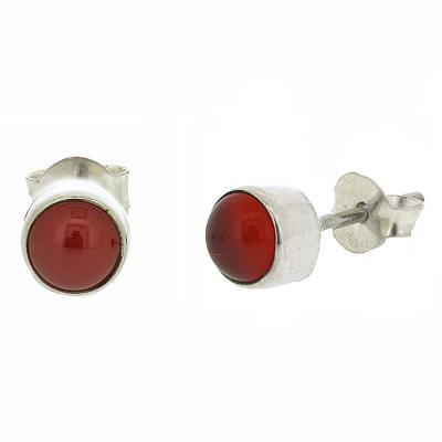 Carnelian Cabochon Stud Earrings - Round 5mm
