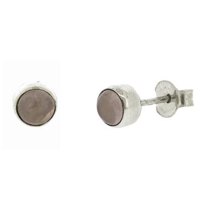 Rose Quartz Cabochon Stud Earrings - Round 5 mm