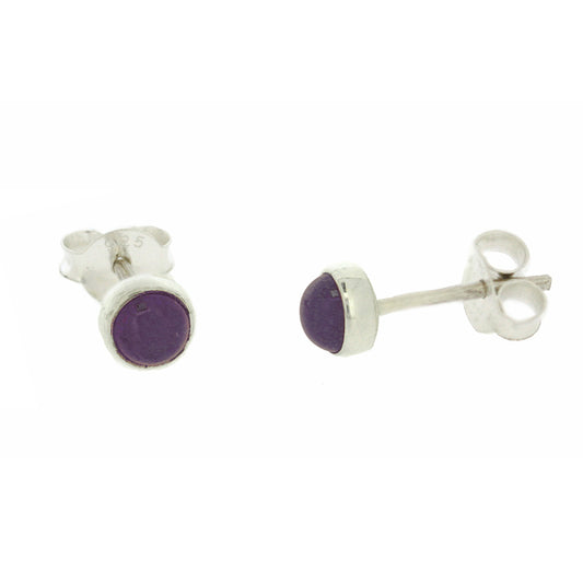 Amethyst Cabochon Stud Earrings - Round 4 mm