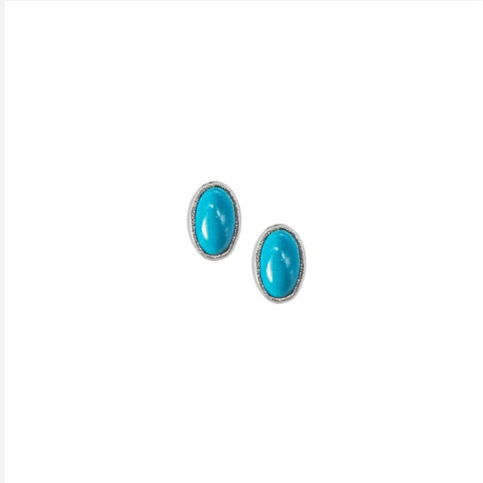 Turquoise Cabochon Stud Earrings - Oval 3 mm x 5 mm