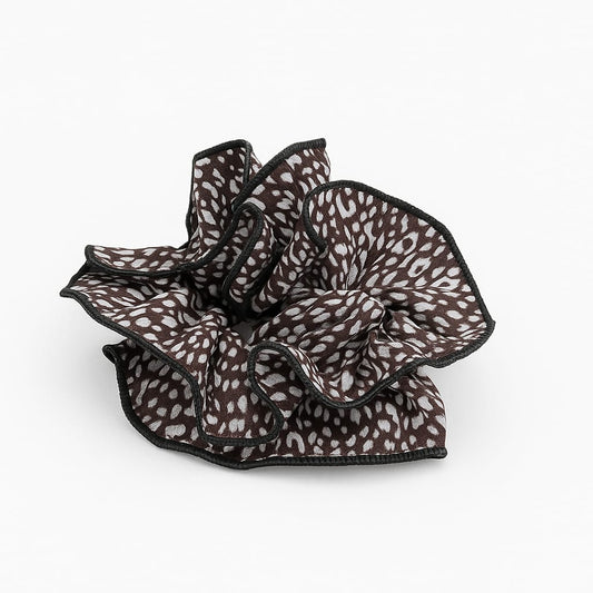 Polyester Scrunchie -  Black / White Animal Print, Ribbed, Oversized