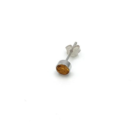 Citrine Faceted Stud Earrings - Round 5 mm